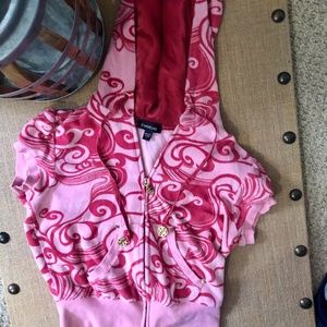 bebe Terry cloth pink short sleeve hoodie